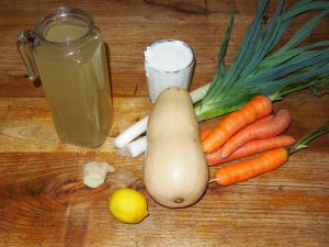 Crema de calabaza, coco y jengibre